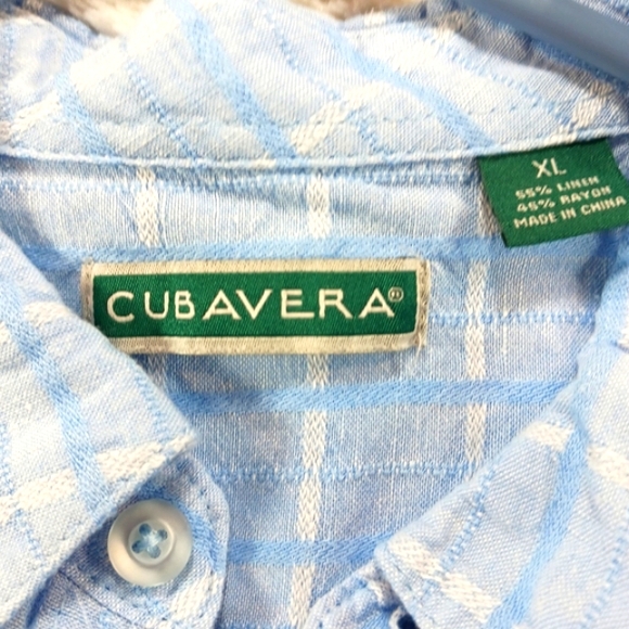Cubavera XL Casual Button Down Shirt Linen/ Rayon Blue Men's Short Sleeve....... - Picture 3 of 10